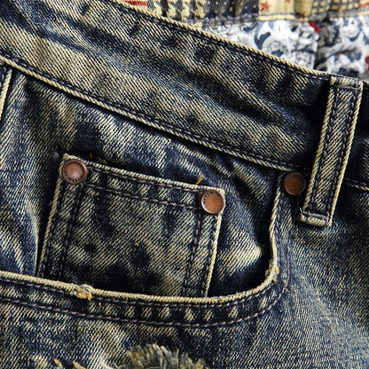 Jean court bleu déchiré pour homme