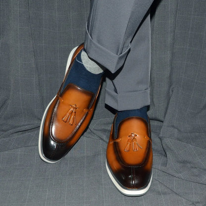 Baskets décontractées en cuir véritable pour hommes