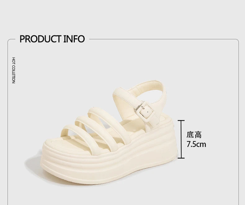 High Quality Women Retro Platform Sandals Summer Open Toe Slippers Sandalias Mujer Ladies Lightweight Open Toe Beach Shoes 7.5CM