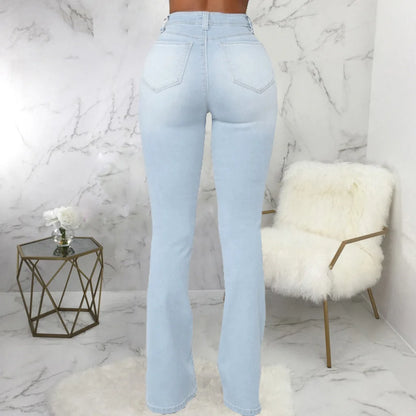 Jeans pantalon pour femmes, évasés et longs