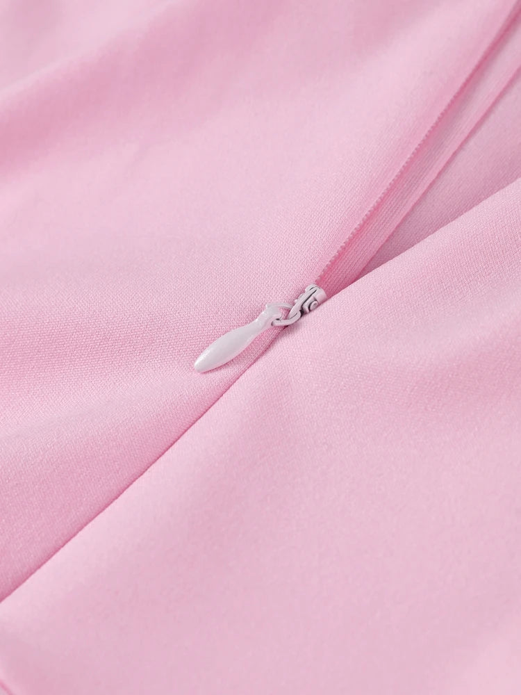 Robe bustier rose en arête de poisson, sexy, slim