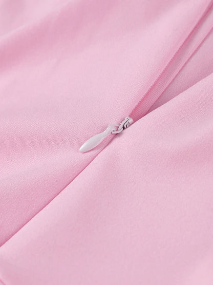 Robe bustier rose en arête de poisson, sexy, slim