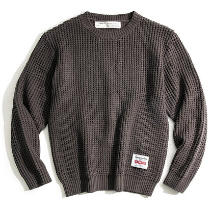 Pull épais à col rond rétro pour homme