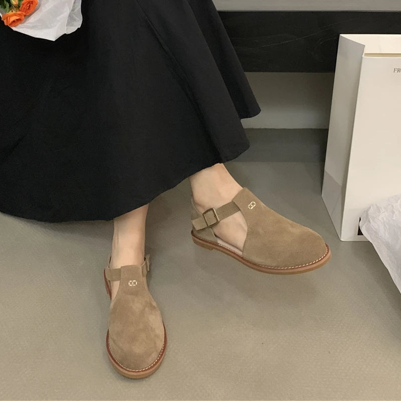 Chaussures Plates Femme En Cuir Véritable Givré