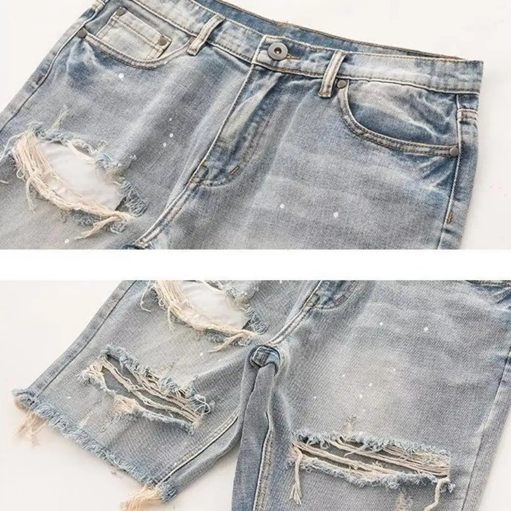 Short en jean déchiré pour homme