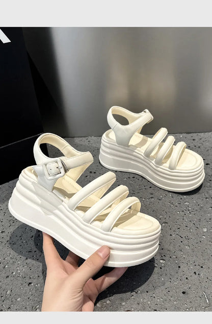 High Quality Women Retro Platform Sandals Summer Open Toe Slippers Sandalias Mujer Ladies Lightweight Open Toe Beach Shoes 7.5CM