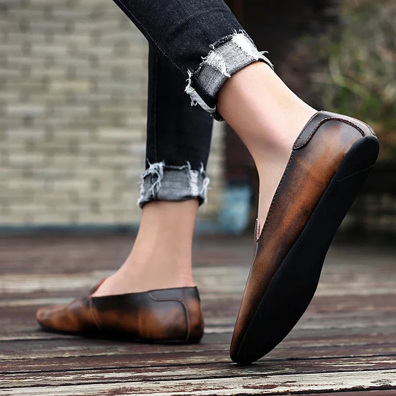 Chaussures plates en cuir pour hommes
