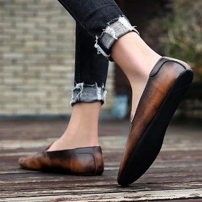 Chaussures plates en cuir pour hommes