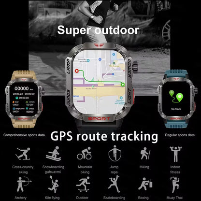 Reloj inteligente militar para exteriores para hombre con GPS y llamadas Bluetooth