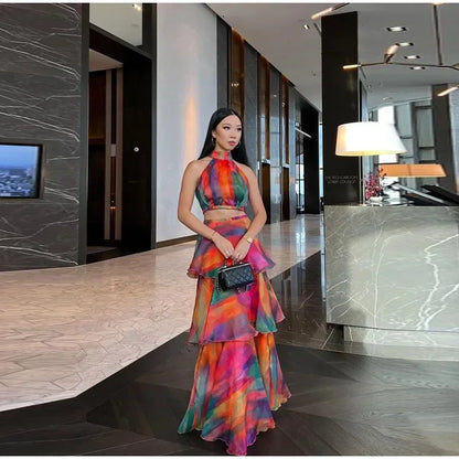 Robe dos nu sexy imprimée pour femmes élégante