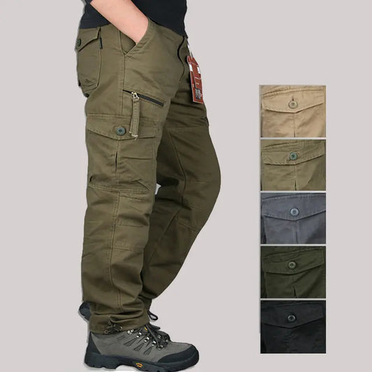 Men's Cotton Cargo Pants Spring Autumn Casual Multi Pockets Long Trousers For Men Straight Slacks Tactical Pants Man Clothing
