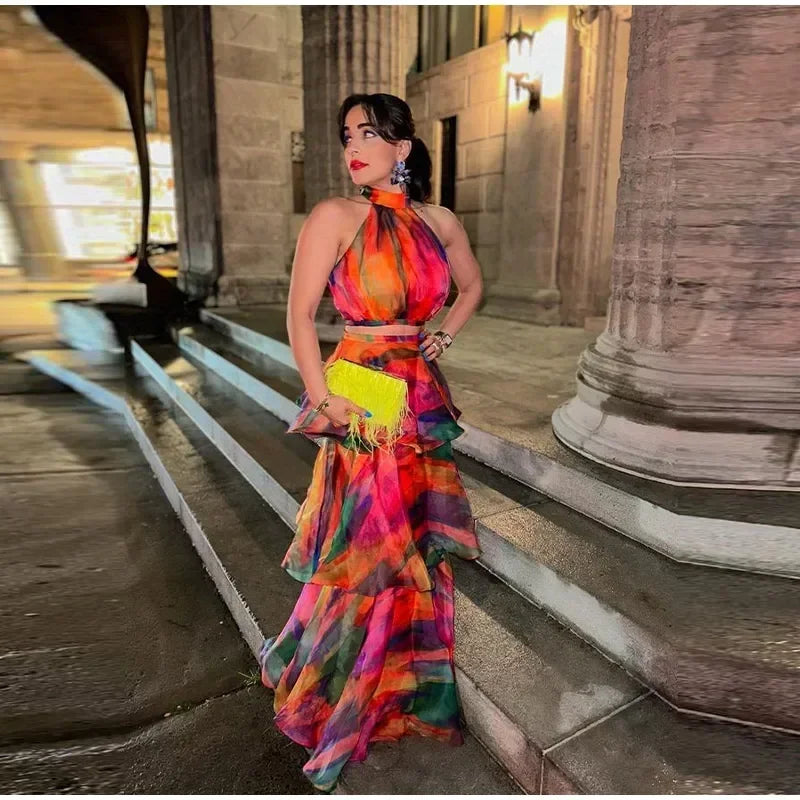 Robe dos nu sexy imprimée pour femmes élégante