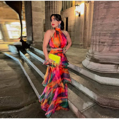 Robe dos nu sexy imprimée pour femmes élégante