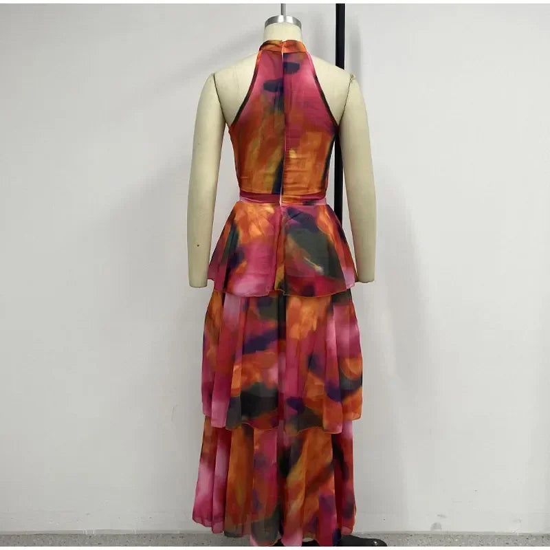 Robe dos nu sexy imprimée pour femmes élégante