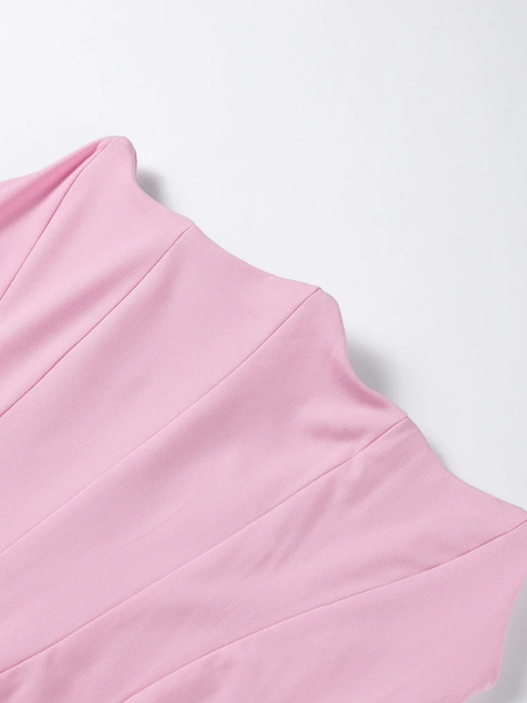 Robe bustier rose en arête de poisson, sexy, slim