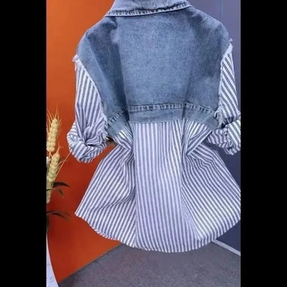 Veste en jean à épissure pour femme