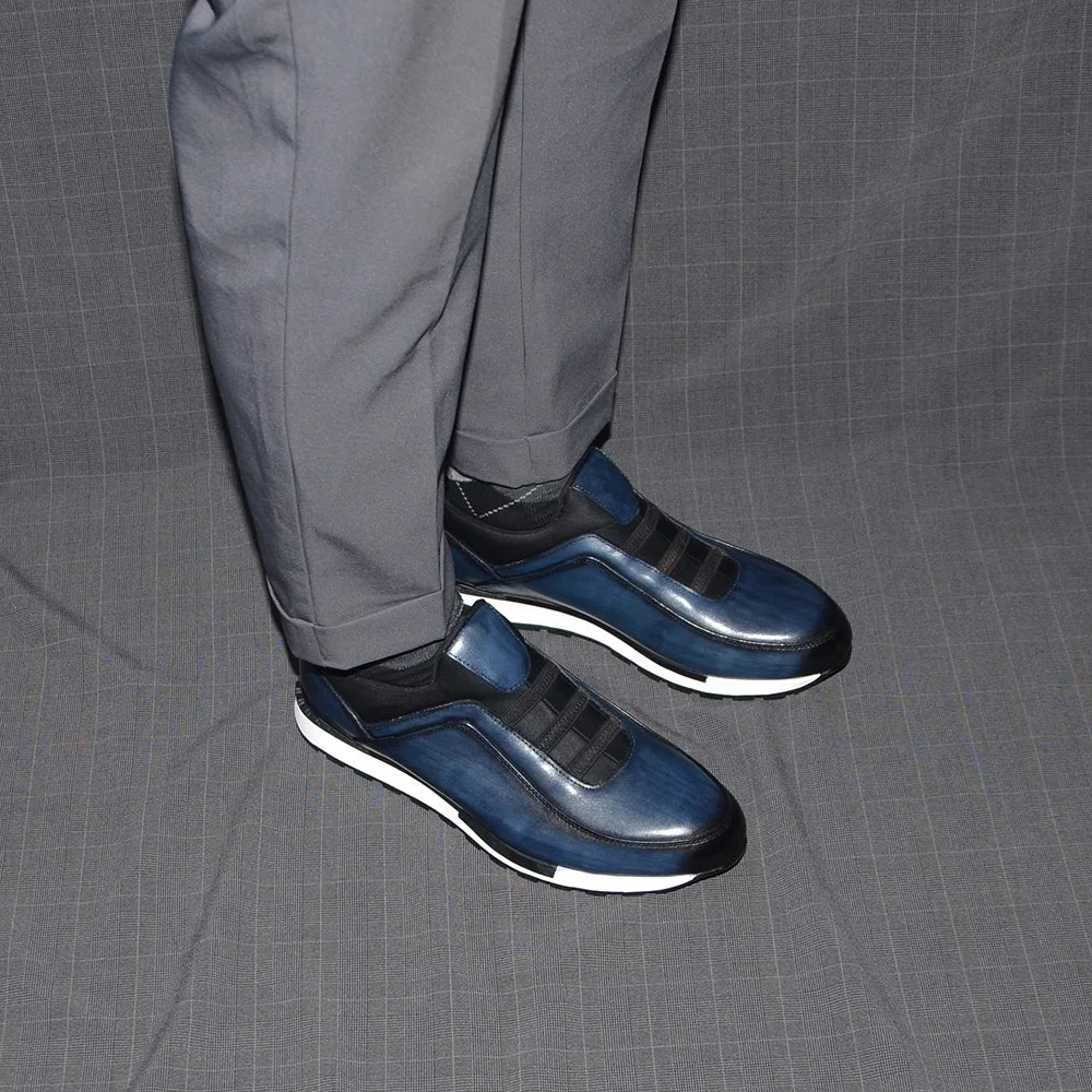 Baskets classiques décontractées en cuir de vache véritable pour homme