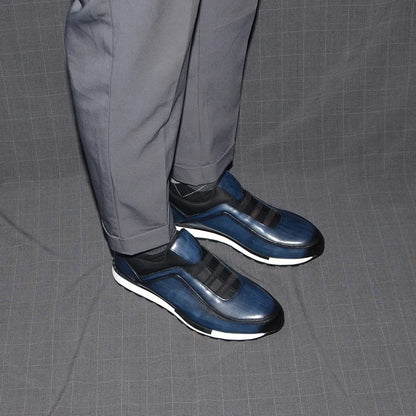 Baskets classiques décontractées en cuir de vache véritable pour homme