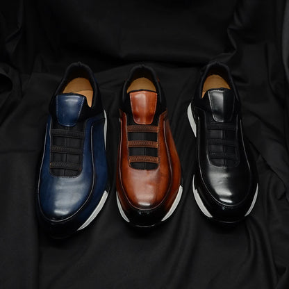 Baskets classiques décontractées en cuir de vache véritable pour homme