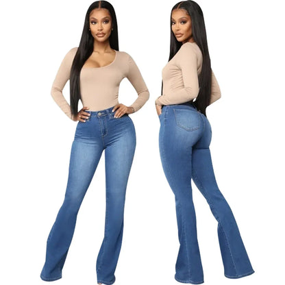 Jeans pantalon pour femmes, évasés et longs