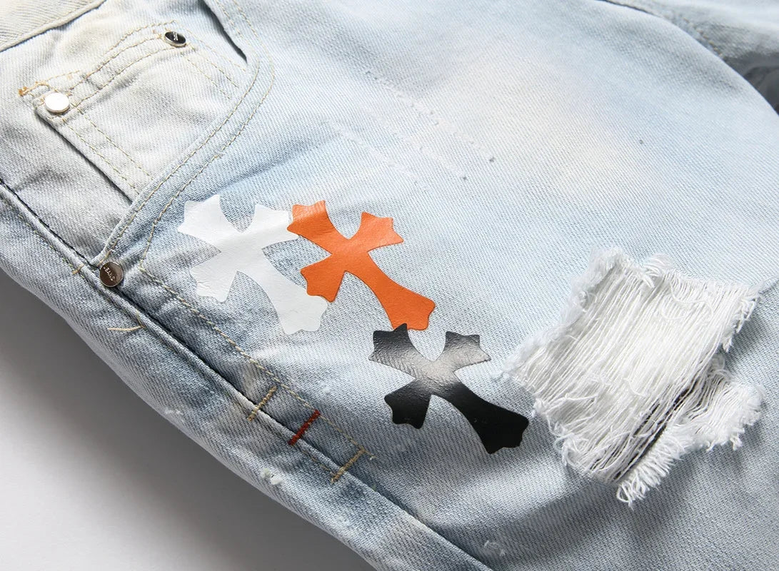 Short en jean bleu clair pour homme