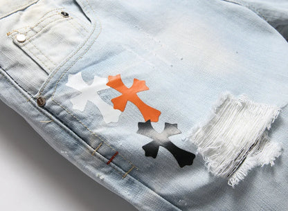 Short en jean bleu clair pour homme