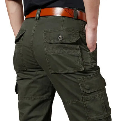 Khaki Cargo Pants Men Cotton Militar Safari Green Multi-pockets Baggy Denim Men Casual Pants Trousers Overalls Joggers  Autumn
