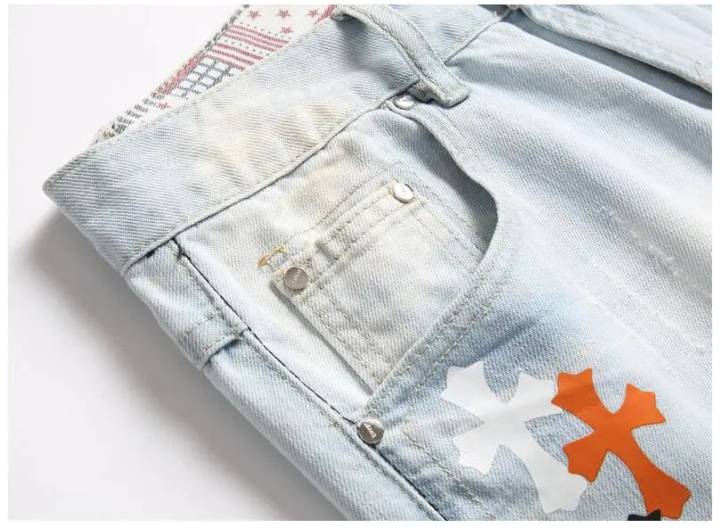 Short en jean bleu clair pour homme