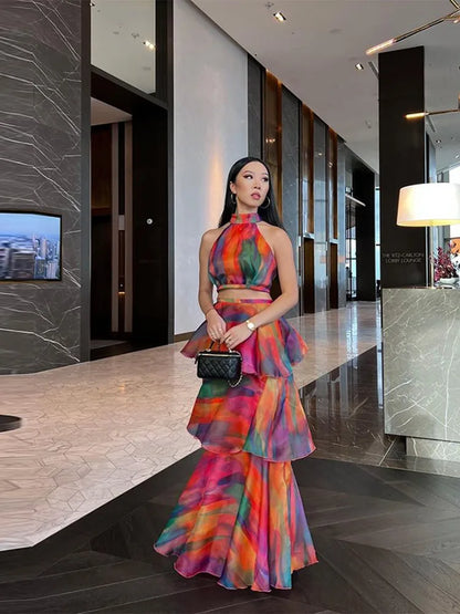 Robe dos nu sexy imprimée pour femmes élégante