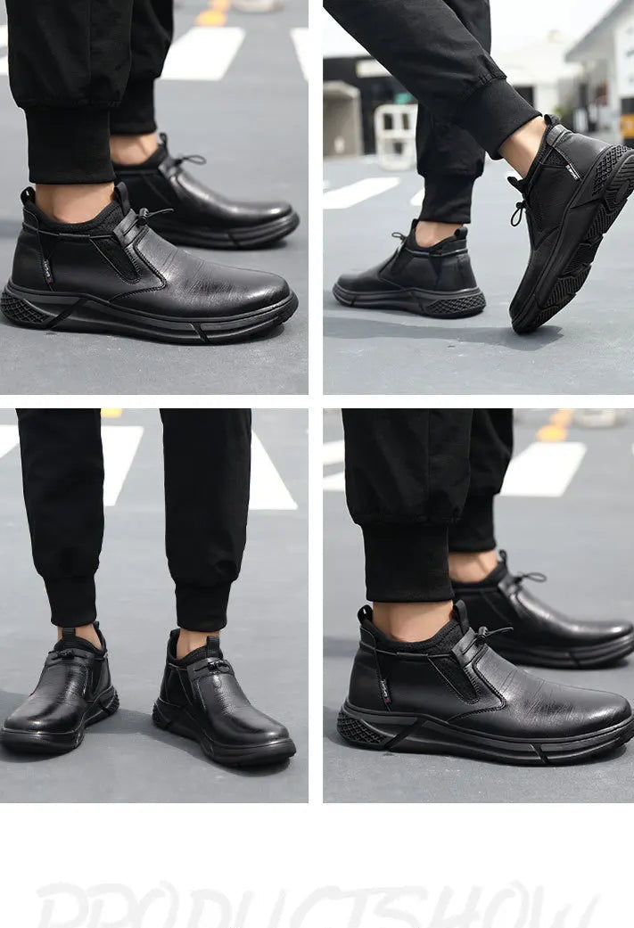 Chaussures de sécurité imperméables en cuir noir pour hommes