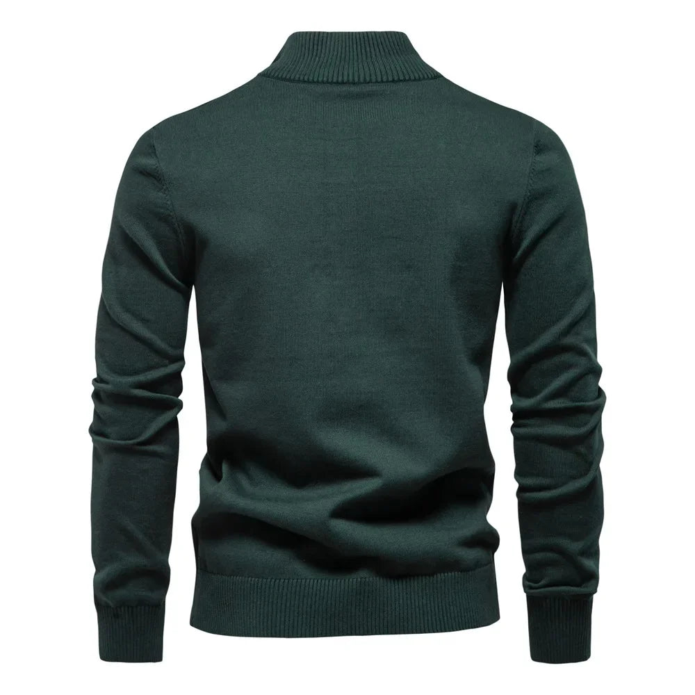 Pull homme automne hiver haute qualité col mi-haut fermeture éclaire