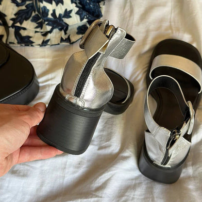 Sandales en cuir de vache véritable pour femmes