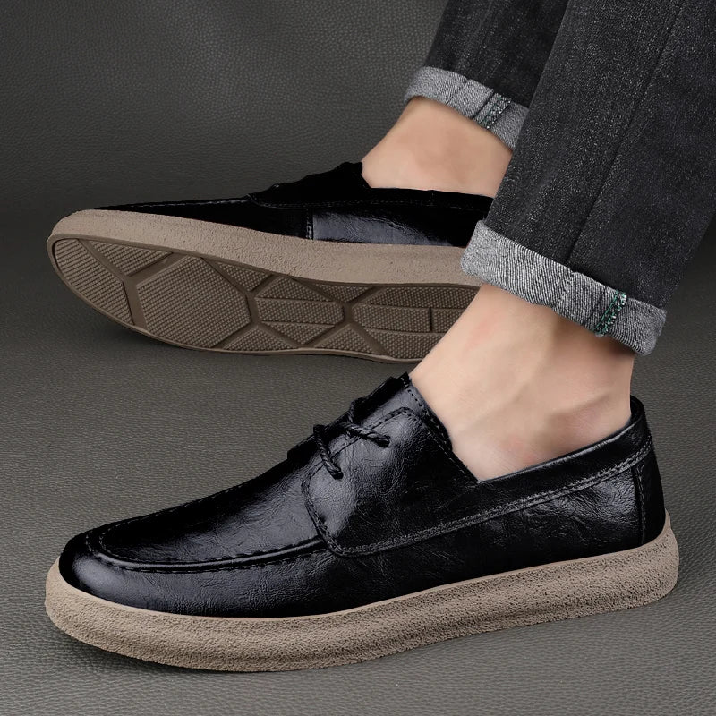 Chaussures décontractées pour hommes en cuir véritable
