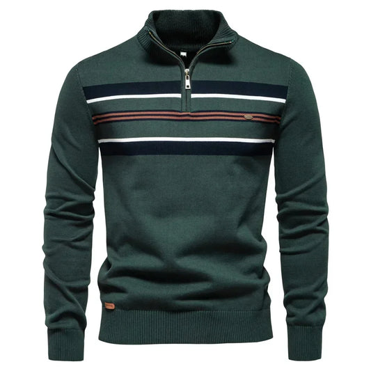 Pull homme automne hiver haute qualité col mi-haut fermeture éclaire