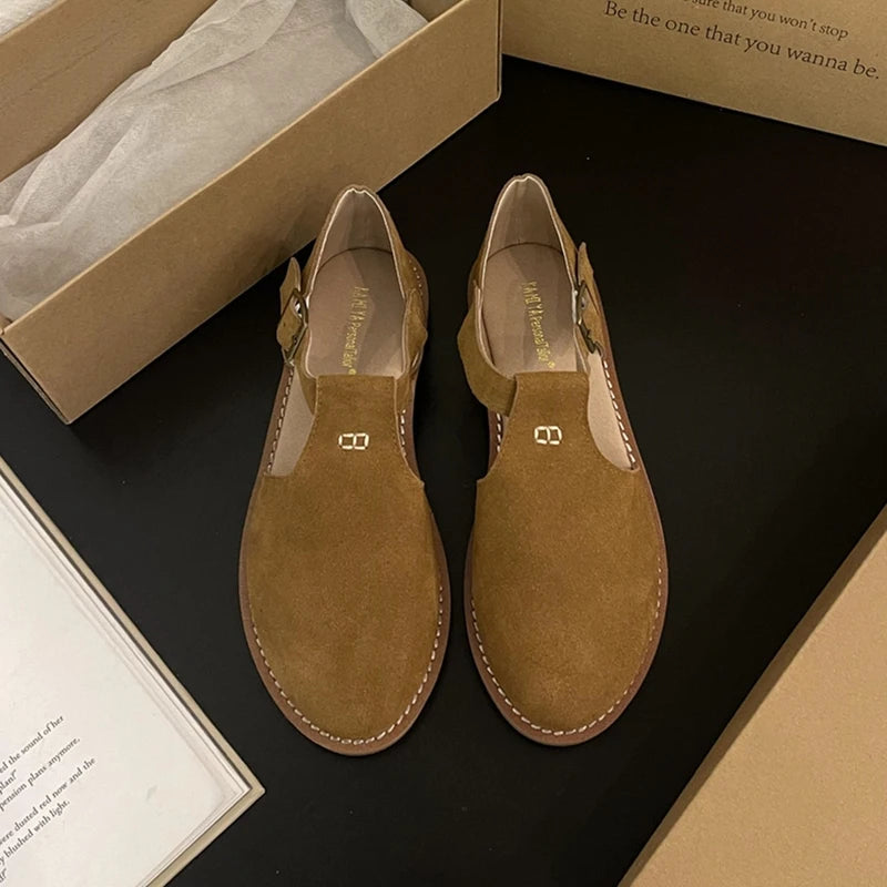 Chaussures Plates Femme En Cuir Véritable Givré