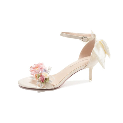 Escarpins à bout ouvert en satin pour femmes