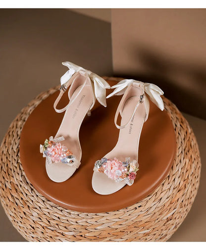 Escarpins à bout ouvert en satin pour femmes