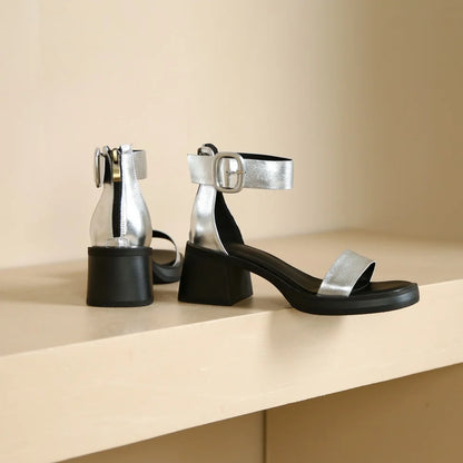 Sandales en cuir de vache véritable pour femmes