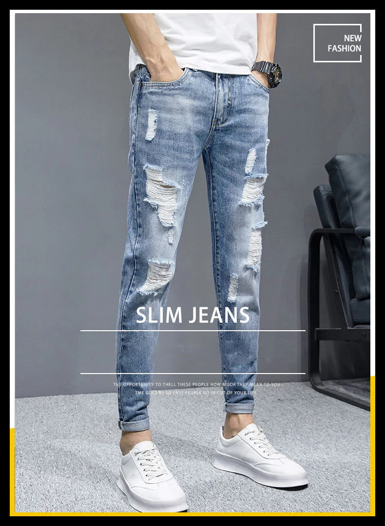 Jeans Déchirés Courts Taille Mi-haute