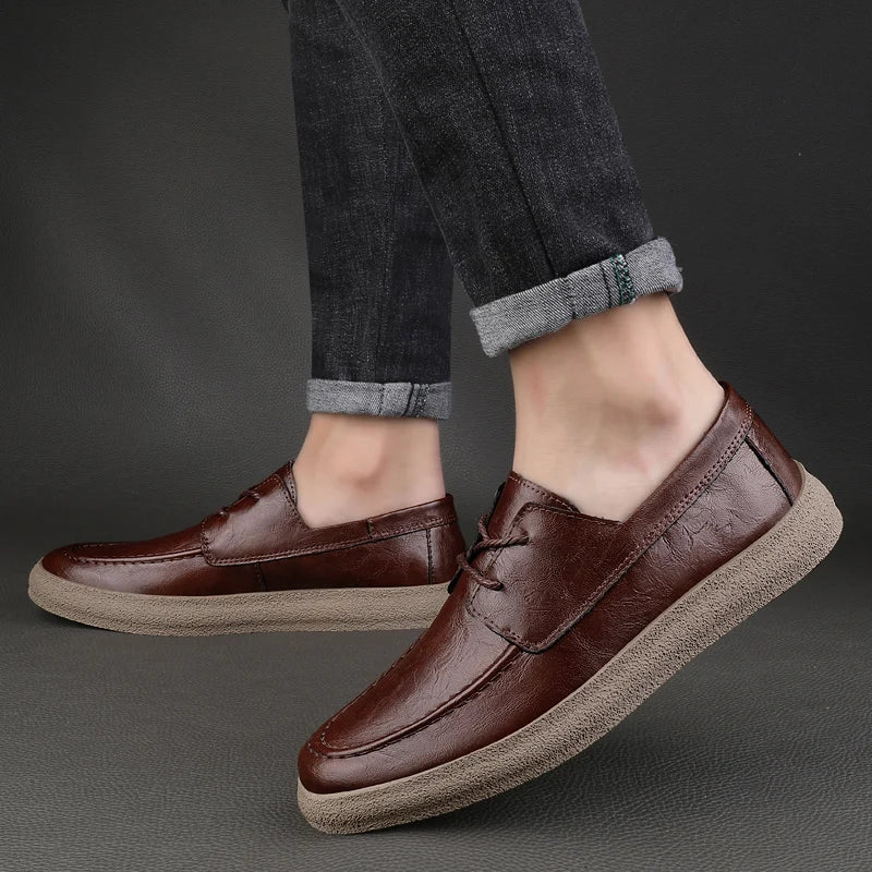 Chaussures décontractées pour hommes en cuir véritable