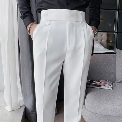 Pantalon de costume élégant et slim pour homme, de haute qualité