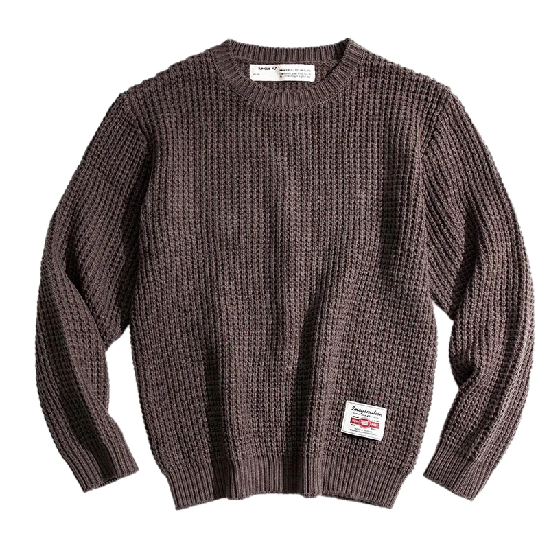 Pull épais à col rond rétro pour homme