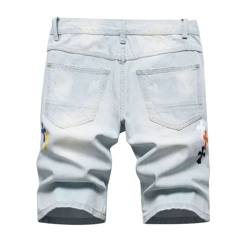 Short en jean bleu clair pour homme