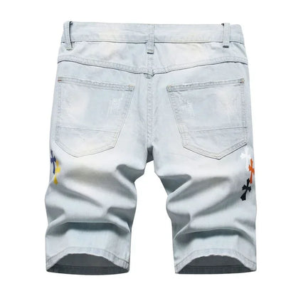 Short en jean bleu clair pour homme