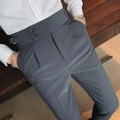 Pantalon de costume élégant et slim pour homme, de haute qualité