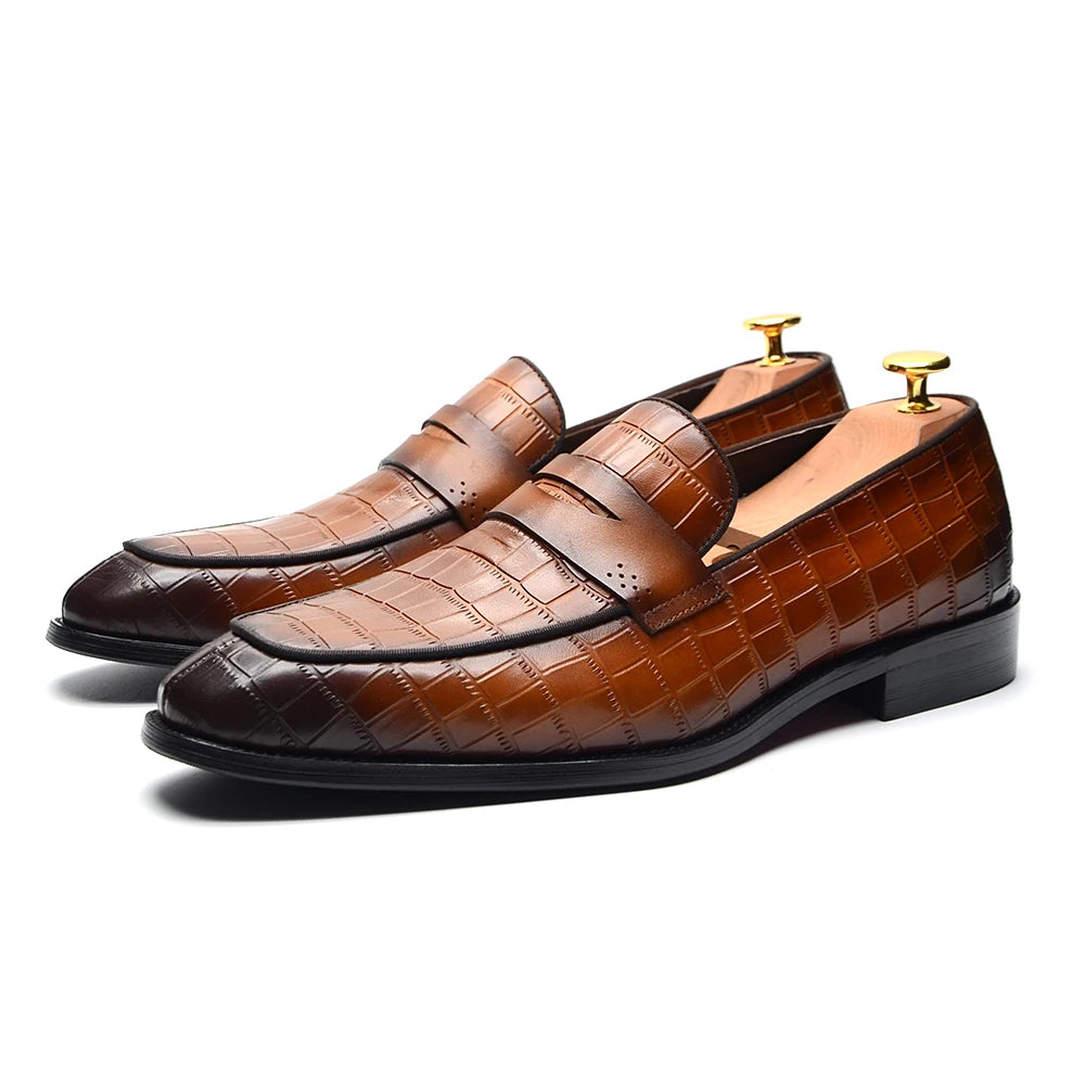 Mocassins classiques pour hommes, en cuir véritable de vache