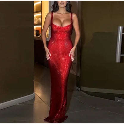 Robe longue à paillettes sexy pour femmes