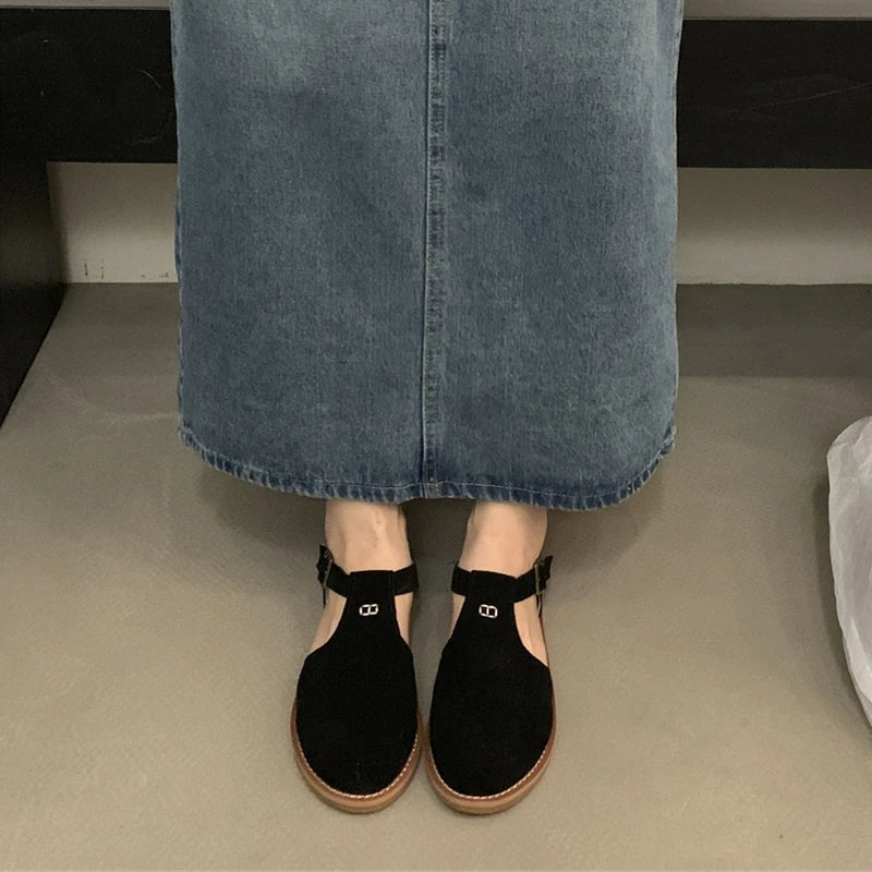 Chaussures Plates Femme En Cuir Véritable Givré