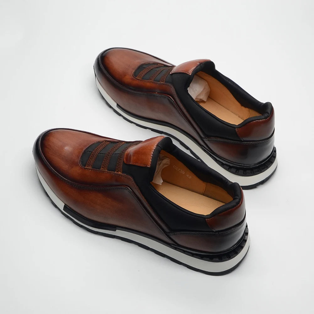 Baskets classiques décontractées en cuir de vache véritable pour homme