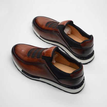 Baskets classiques décontractées en cuir de vache véritable pour homme